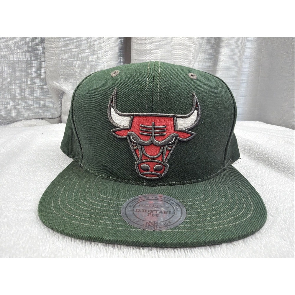 Mitchell & Ness Chicago Bulls Snapback Hat Cap Black faded To Green Adjustable